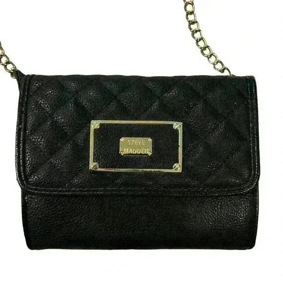 Steve Madden Black Mini Purse Chain And Faux Leather Strap Animal Print  Inside - Picture 1 of 5